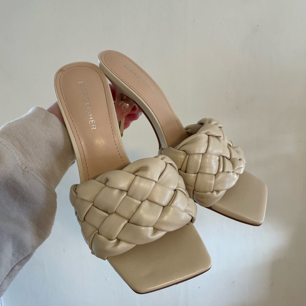 Marc Fisher Cream Braided Heels